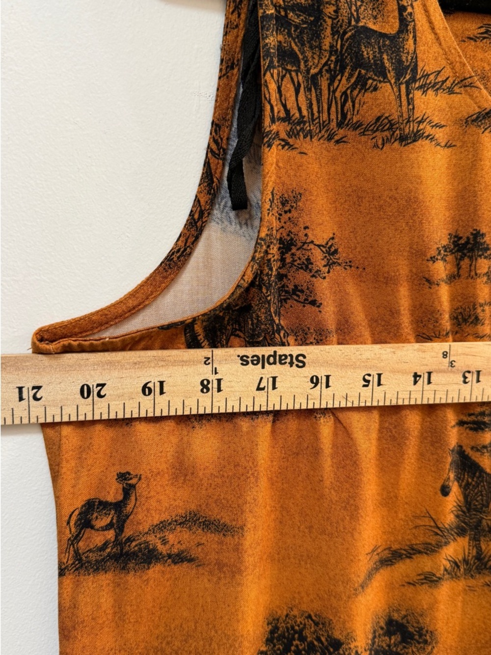 VTG Kathie Lee Safari Toile Maxi Dress 14 Orange Rayon Elephant Zebra Boho - Picture 5 of 10